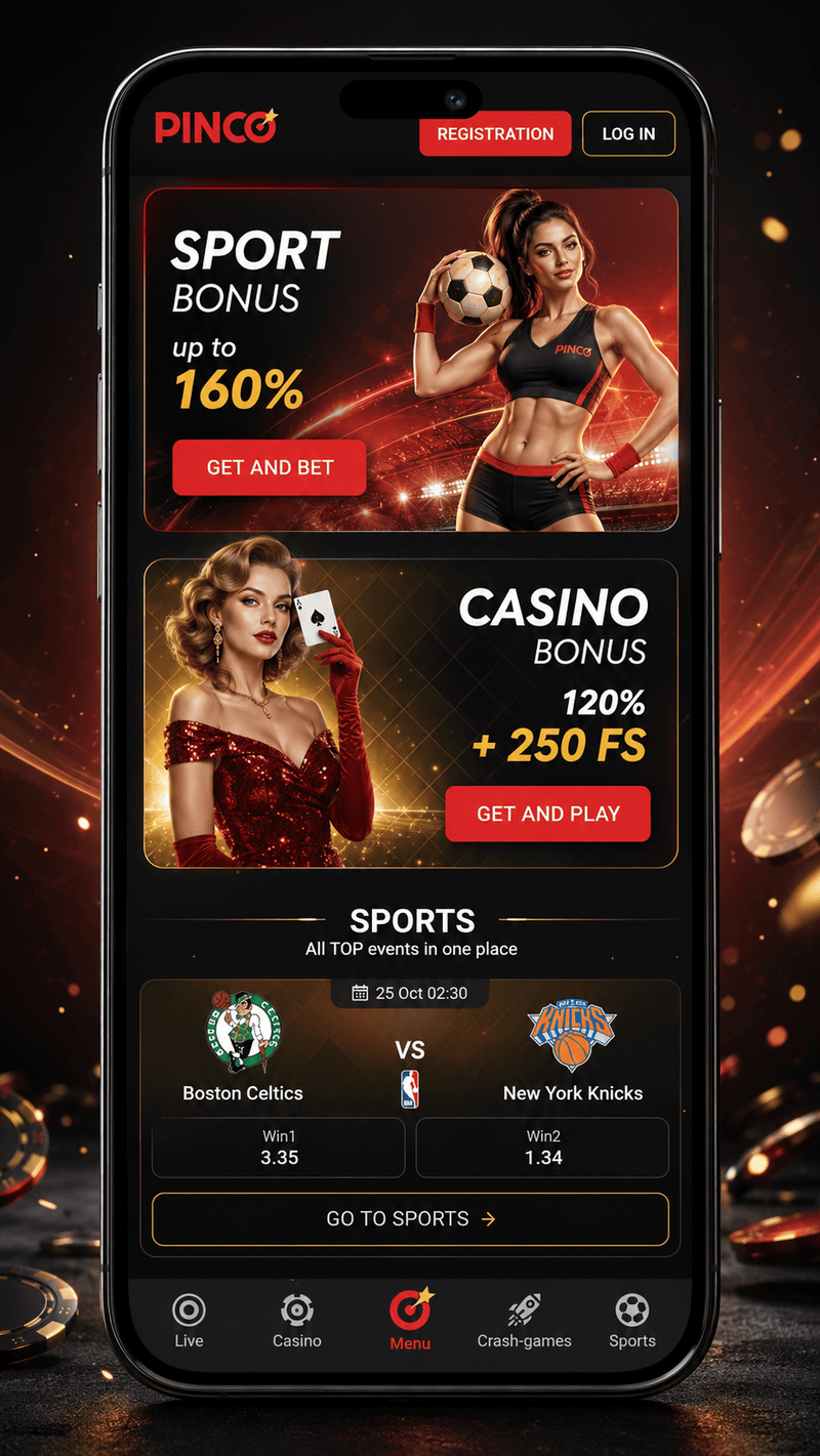 Pinko Casino mobil versiyası, tətbiqi və APK-sı
